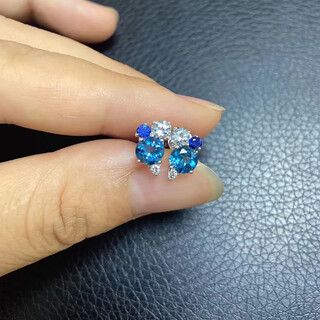 Dyn natural sapphire earrings london blue topaz aquamarine diamond mosaic colorful earrings beautiful and versatile blue