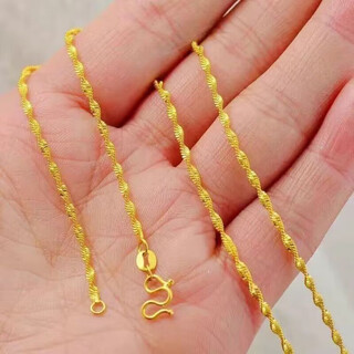 Centenary-old fenxiang gold necklace pure gold 999 trendy versatile plain chain 18k gold plated silver-covered necklace free water wave chain with gift box