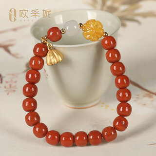 Oucerny liangshan wa nannan red agate bracelet buddha beads full-fleshed persimmon red multi-bao wenwan bracelet for men and women