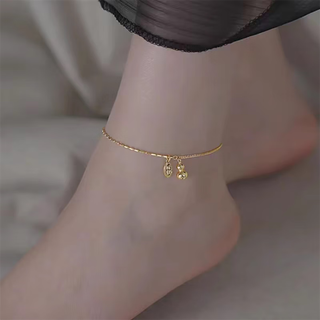 Canxian's new 18k gold gourd anklet for women to bring wealth and good fortune, money transfer beads, swan anklet for girlfriend, good fortune and good fortune anklet
