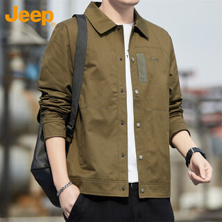Jeep (jeep) jacket men's jacket spring and autumn new casual workwear men's lapel loose men's top military green xl