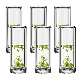 Depinte household heat-resistant crystal glass cup holder set living room with tray tea cup tea cup water set crystal thickened bottom double-layer cup 240ml 6 pieces