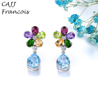 Cajj francois 4.8 carat topaz earrings flower earrings 925 silver natural colored gemstones jewelry topaz earrings