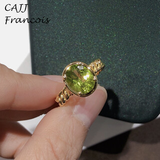 Cajj francois 2.6 carat peridot ring 925 silver simple daily commuting gift natural colored gemstone jewelry hong kong no. 13