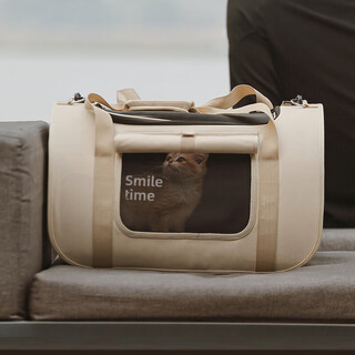 Gerthron german cat bag, portable and lightweight, pet outing bag, cross-body cat bag, large capacity cat back, large size, khaki 52.5cm, recommended 20jin jin is equal to 0.5kg within