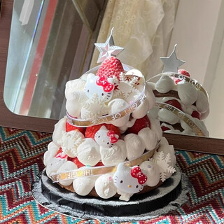 He jiagong 2025 new year hellokitty wishing tree cake decoration soft glue snowflake kt cat baking decoration new year plug-in christmas kt cat cake set 2