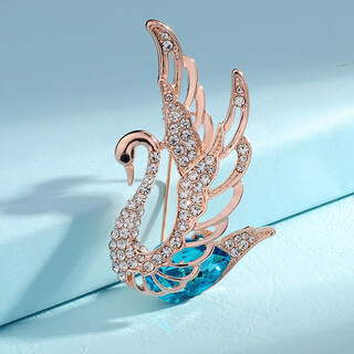 Woug fashion swan brooch women's versatile suit corsage large pin crystal accessories korean style b17l blue