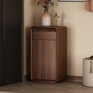 Zhixin muwang solid wood shoe cabinet home door locker entry cabinet storage cabinet integrated wall living room entrance cabinet corridor outside walnut color 50*36*90.5cm