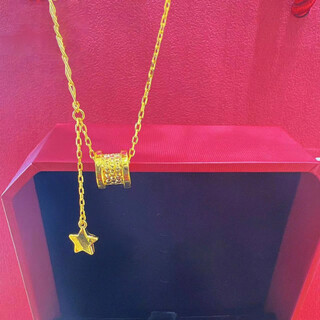 Ofk old phoenix 999 gold new style small waist five-pointed star ab chain necklace is versatile, fashionable and light