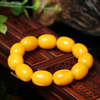Puli natural polish old beeswax bracelet men's raw chicken oil yellow amber bracelet women's barrel beads with certificate style 2 (women's barrel beads) bead size 122