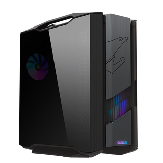 95% new gigabyte mechanically carved ac601g, hidden backline, double-sided tempered glass side see-through, compatible with water-cooled graphics card vertical installation/420 water-cooling positions/pre-installed 4 fans/maximum compatible with e-atx