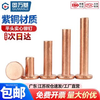 Guwanji flat head rivets gb 109 red copper rivets 304 flat head solid rivets stainless steel rivets hand hammered percussion flat bolt fasteners red copper m8x12 2 pcs