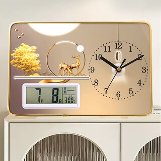 Fat donglai same style desktop desk clock creative simple desktop clock office ornaments perpetual calendar bedroom living room golden deer + blessing belt calendar desk clock 20*30cm