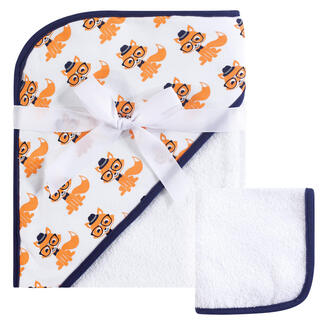 Hudson babybaby baby bath towel, non-toxic, cotton material, nerdy fox, one size fits all