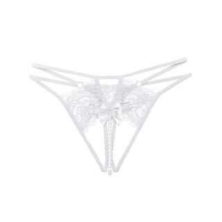 Hengyuanxiang sexy women's self-making underwear pure desire sexy lace men's underwear hollow strap temptation beaded thong white one size (suitable for 80-120jin jin is equal to 0.5 kg)
