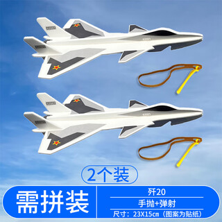 蒂米妮网红弹弓弹射泡沫飞机手抛橡皮筋航模儿童飞天户外飞盘玩具小男孩 歼20【两架】