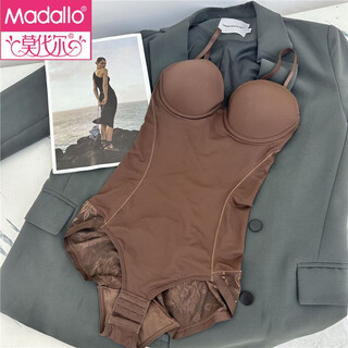Modal waist sling bra one-piece body slimming tummy control triangular bodysuit thin corset body shaping bra brown l 115-130jin jin equals 0.5kg 36/80c