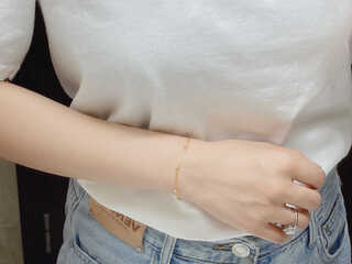 Juke 18k gold baby's breath bracelet chopard chain double-wrapped women's fashionable and versatile gift for girlfriend 18k gold color 19cm