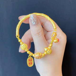 Shi yi feng lucky gourd coin bend half chain bracelet there will be good fortunes every year persimmon ruyi bracelet plated with 18k gold medium size