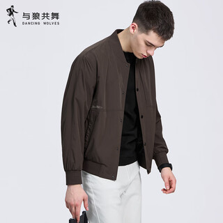 Dances with wolves exquisite lined baseball collar jacket men's 2025 autumn new windproof casual commuting flight jacket 1002 coffee 303 l (175)
