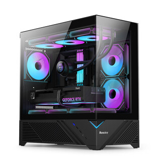航嘉GX760M海景房机箱   游戏电脑台式主机箱 支持M-ATX主板/360水冷/270°海景房/快拆玻璃 GX760M.PRO黑色 机箱+3个ARGB风扇（一正二反）