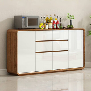 Zhixin muwang narrow sideboard ultra-thin storage cabinet integrated wall-mounted large-capacity storage cabinet wine cabinet kitchen multi-functional storage cabinet walnut white 180*30*80cm floor-standing model