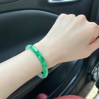 Fat donglai's same style women's jade bracelet high-end burmese high ice species sunny green floating flower imperial concubine bracelet jade bracelet floating green ring size 56/57mm