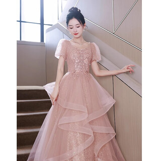 Platinio's birthday adult dress for women is dignified and can be worn at ordinary times. evening dress for women 2025 new high-end birthday party art test pink mid-length yh050 xxxl one size fits all