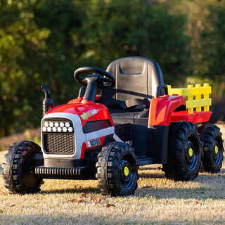 星辰皓儿童拖拉机四轮电动汽车宝宝小孩玩具车可坐人带遥控1一3周岁礼物 【红色】12V7A+蓝牙+皮座+软轮