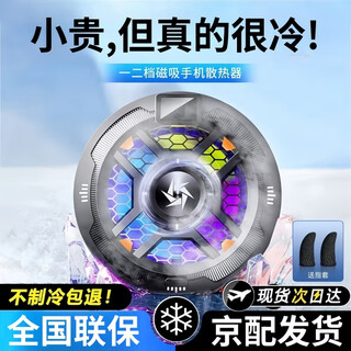 Gigaton magnetic back clip dual-purpose mobile phone radiator tablet semiconductor cooling refrigeration live game special suitable for black shark ipad apple android upgraded digital display model cold to below zero丨universal for mobile phones and tablets丨free finger cot/back clip