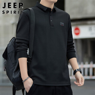 Jeep spirit jeep long-sleeved t-shirt men's spring and autumn men's polo bottoming shirt casual loose men's solid color tops