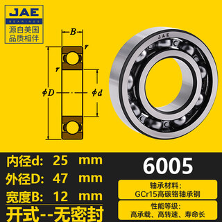 Jae bearing collection 6000 6001 6002 6003 6004 6005 z rs rz nr 2z 6005 size 25*47*12