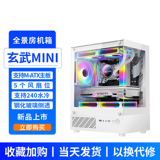 EVESKY 玄武MINI 无立柱海景房机箱 M-ATX主板/270°广角玻璃侧透 240水冷游戏电脑主机箱 支持4090显卡 玄武MINI白色【支持M-ATX主板/240水冷】