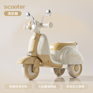 Gilfort children's tricycle bicycle children's car 1-3 years old baby tricycle balance car 1-3 years old children's stroller coffee color | music light + storage box + anti-skid wheels