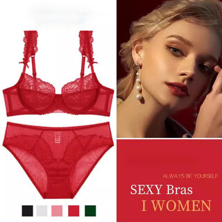Victoria palace large size sexy underwear lace underwear ultra-thin big breast slimming push-up bra comfortable breathable bra set red 70a default s size underwear