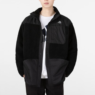 Adidas (adidas) sherpa jacket men's winter mid-length coat windproof stand collar jacket men's baseball uniform h40911/polyester/take one size smaller 135-155jin jin equals 0.5 kg m
