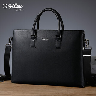 Goldlion men's bag briefcase business genuine leather men's handbag computer high-end commuting and traveling 2025 latest model officially authorized counterfeit 100% off first-layer cowhide large bag 15 inches