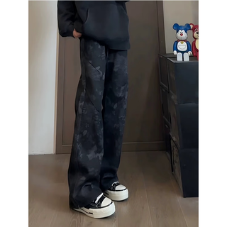 7 excellent products camouflage snake print micro-boot jeans for men in autumn new american handsome design straight work pants for men blmfs-8304 black gray xl