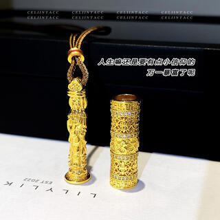 Dyn wei xue's same style portable buddha necklace, ancient gold pendant, couple's sweater chain, new chinese style choker necklace, high-end portable buddha necklace - braided rope