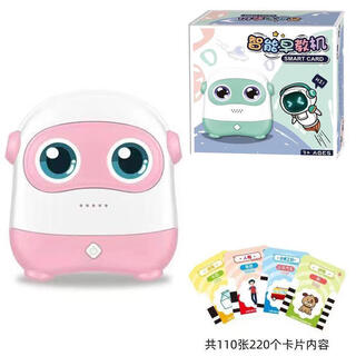 故事机学习益智有声卡片卡片机儿童宝宝中英文早教机卡通启智 粉色太空人(220卡片内容)外销版