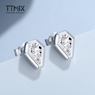 Ttmix platinum earrings geometric snake shape women's pt950 platinum crushed ice earrings 3.1-3.3g