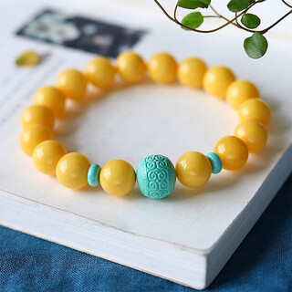 Chi pan beeswax amber bracelet turquoise accessories old honey chicken oil yellow single circle women's bracelet elegant simple jewelry accessories beeswax bracelet beads about 8mm