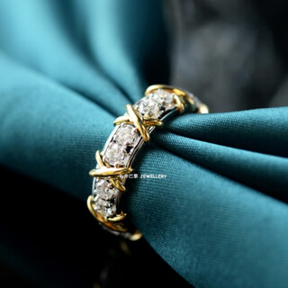 Micro-gift 18k gold two-color cross ring gold cross sterling silver