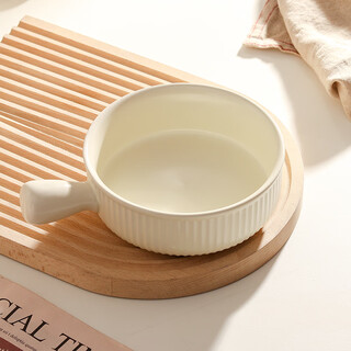 Fuwu zhijia ins creamy snail noodle salad bowl baked bowl household microwave ceramic baked rice bowl with handle instant noodle bowl milky white 01 style/handle bowl single bowl