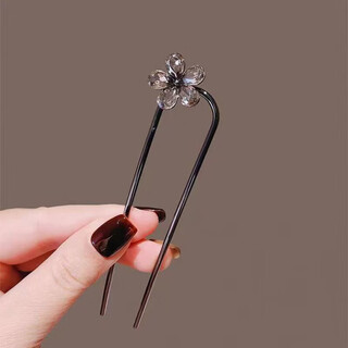 Jiemue antique style crystal bow hairpin on the back of the head, hairpin, cheongsam hairpin, simple headdress, combing hair, black hairpin, u-shaped single flower