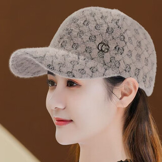 Yanjin hat winter new women's autumn and winter plush warm style baseball cap fashion versatile peaked cap for women light brown color