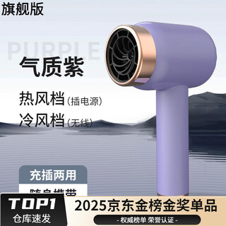 German quality original wireless hair dryer low power rechargeable hair dryer for home use portable unplugged dormitory negative ion hot and cold hair dryer for quick delivery to your girlfriend flagship version temperament purple wireless cold air-plugged hot air-usb charging chinese