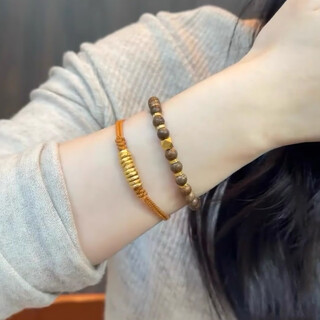 Li shen's official 18k gold coiled bracelet, gold small gold circle braided bracelet, gift for girlfriend and wife, coiled bracelet, brown