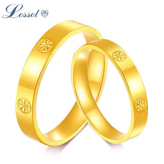 Lossot pure gold 999 meter gold ring couple model 5d hard gold closed ring engagement ring birthday gift