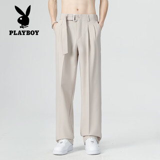 Playboy (playboy) trousers men's spring and summer trousers men's straight loose casual pants men's new black iron-free suit trousers boys khaki (anti-wrinkle and smooth) 3xl